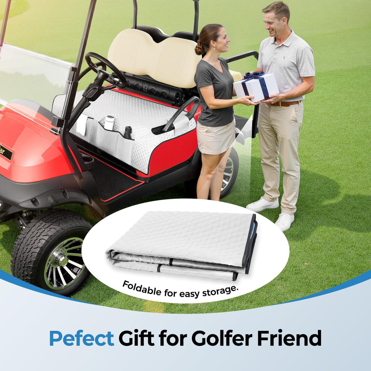 Tecoom golf cart seat towel four-pocket design organizes items