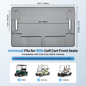 Tecoom towel with front pockets for easy storage during drives