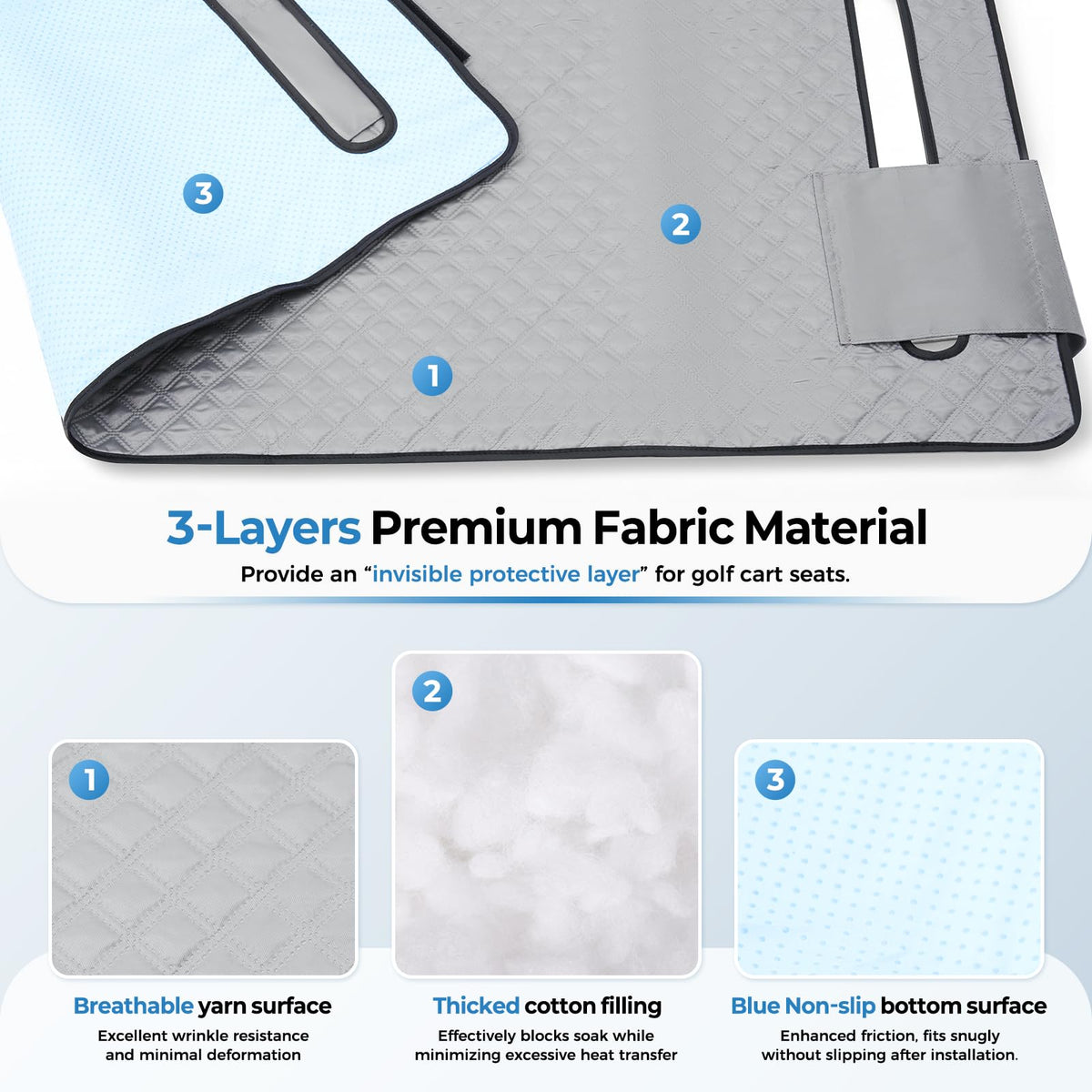 Tecoom seat towel with non-slip backing stays secure during rides.