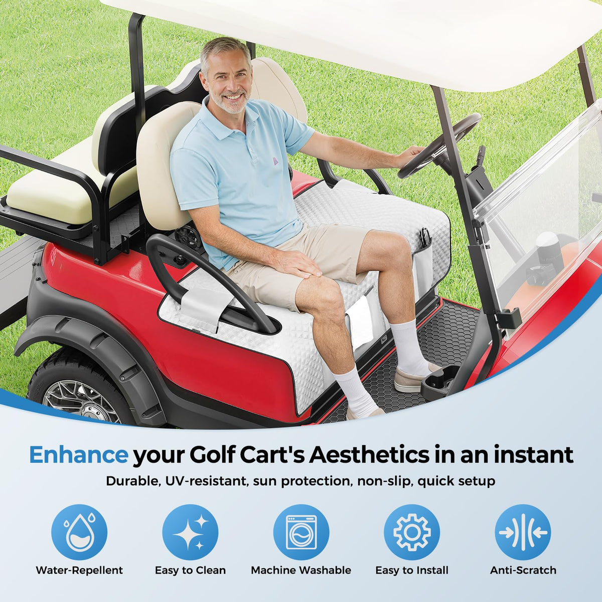 Tecoom golf cart seat towel non-slip backing stays in place