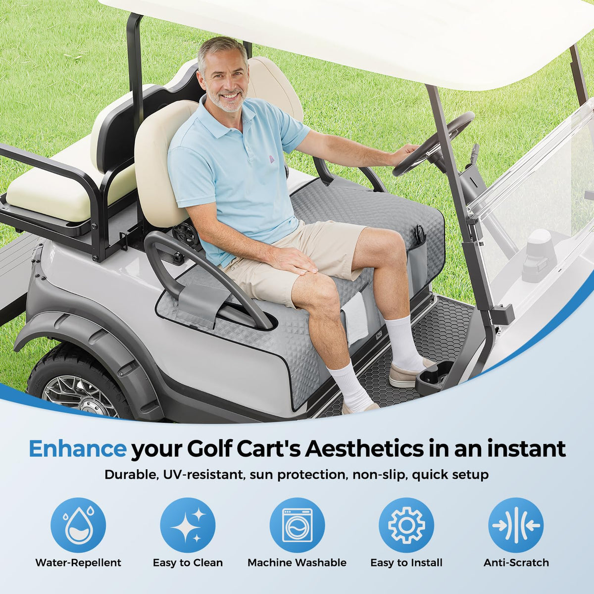 Sun and spill protection helps keep the seat looking newer.