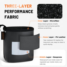 PU leather exterior stays dry while the interior cleans grooves and balls.