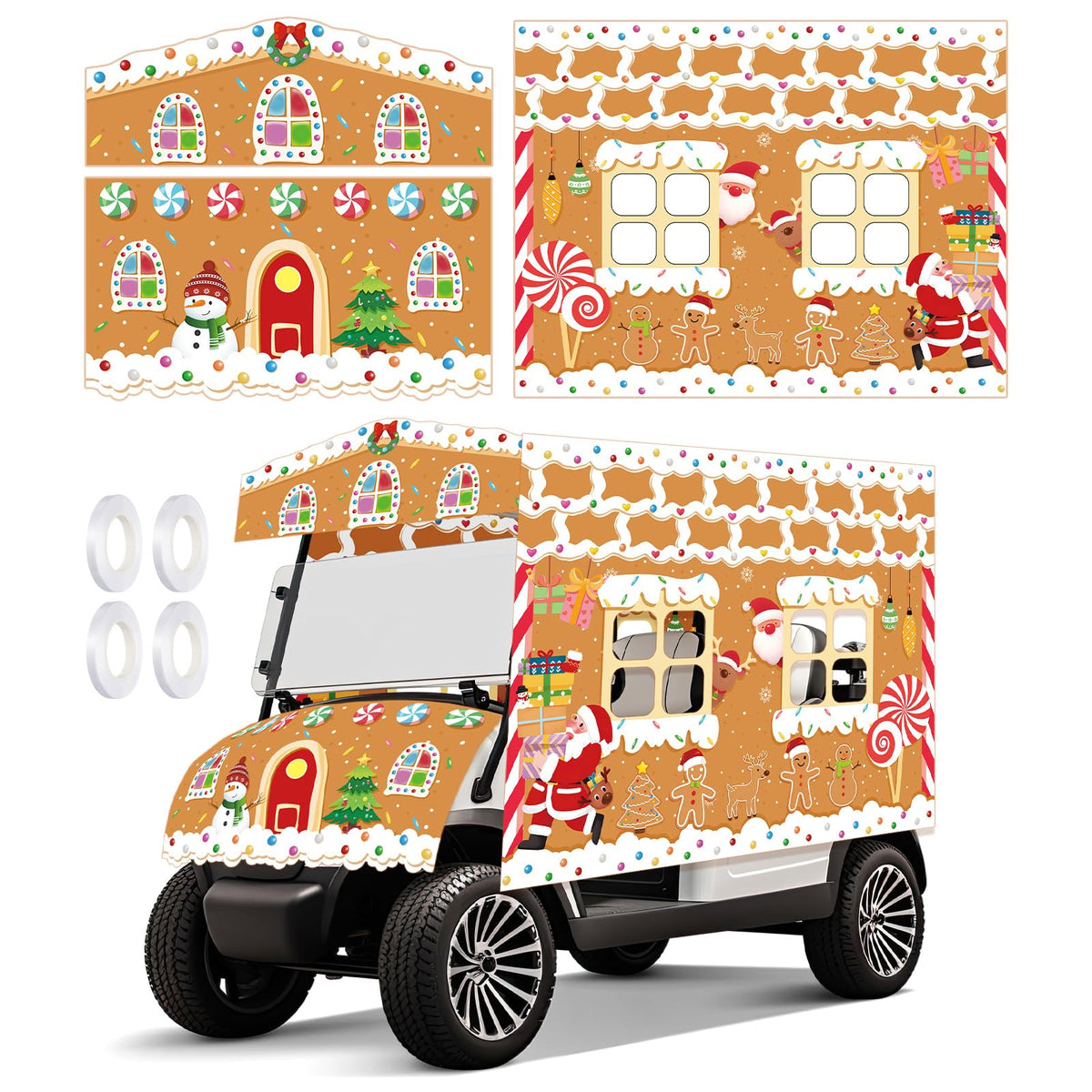 Tegeme gingerbread house side backdrop left decor ideal for festive golf cart parades