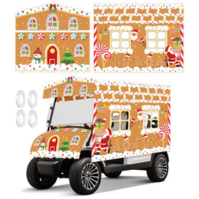Tegeme gingerbread house side backdrop left decor ideal for festive golf cart parades
