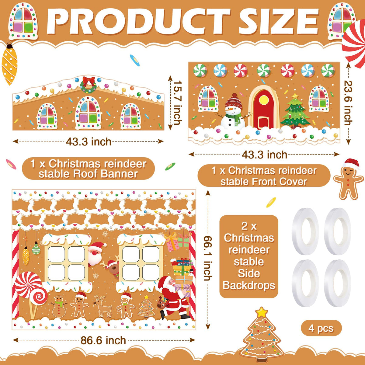 Tegeme gingerbread house side backdrop right enhances parade visuals with even symmetry