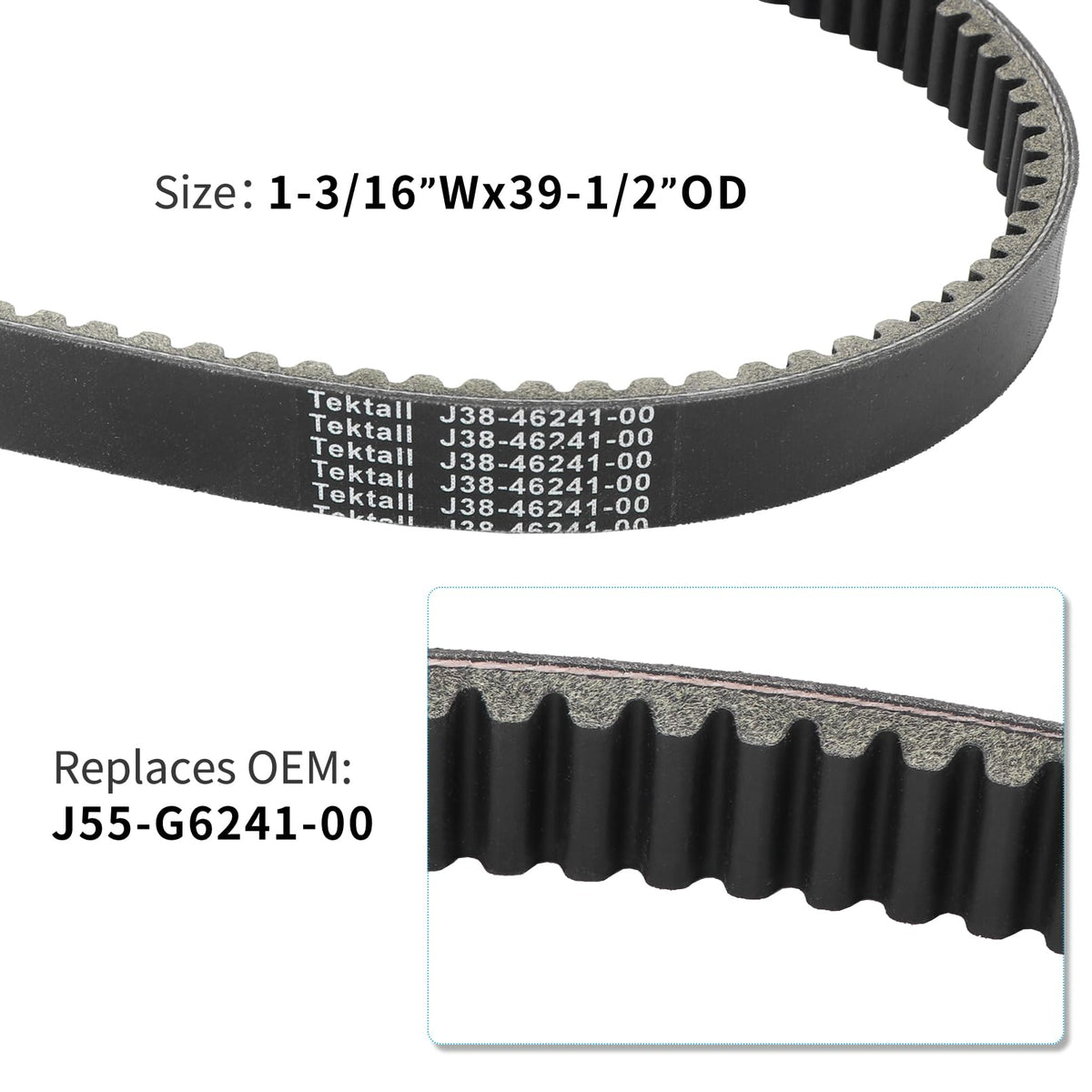 Tektall aramid fiber belt construction, higher tensile strength for reduced stretch and wear.