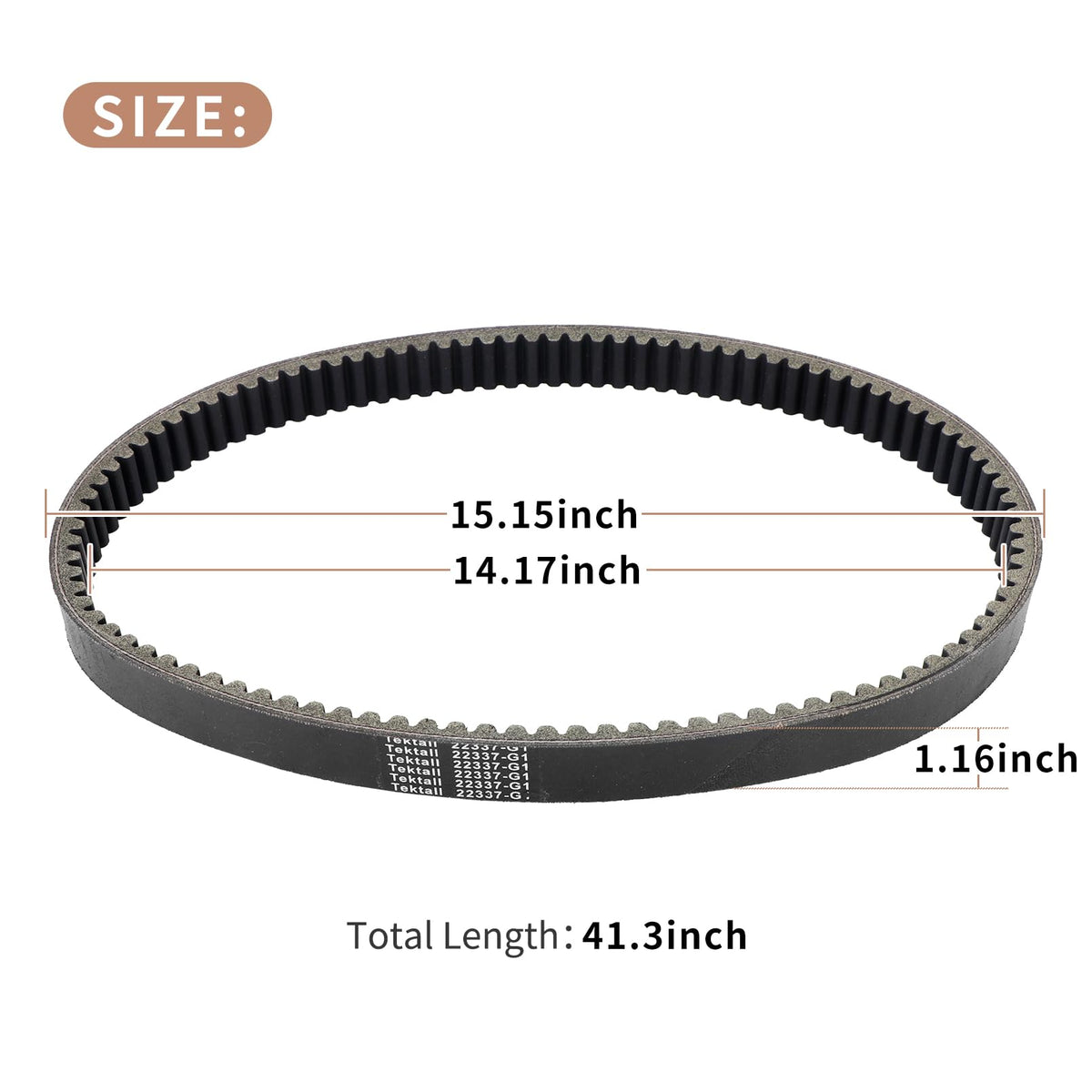 Tektall aramid-fiber belt detail demonstrates wear resistance under vibration.
