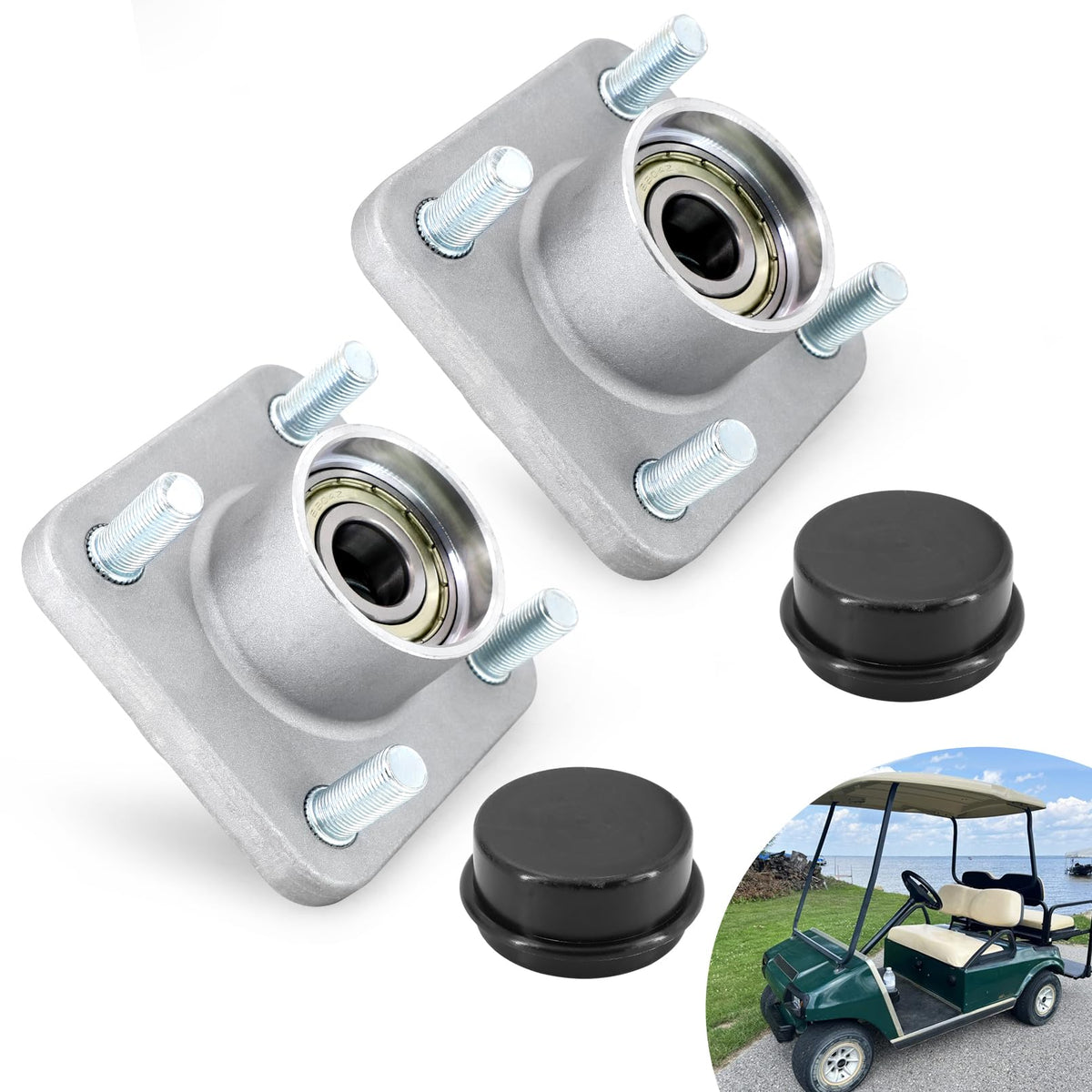 Tektall front wheel hub assembly with dust cover for Club Car, durable and secure
