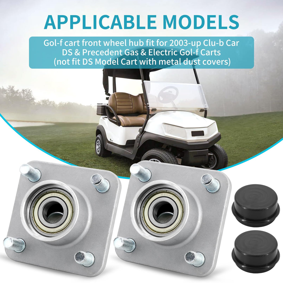 Tektall golf cart front wheel hub with dust cover for protection