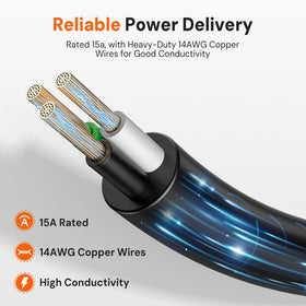 TEMGO extension cord 3m 9.84ft showcases extended reach for outdoor setups.