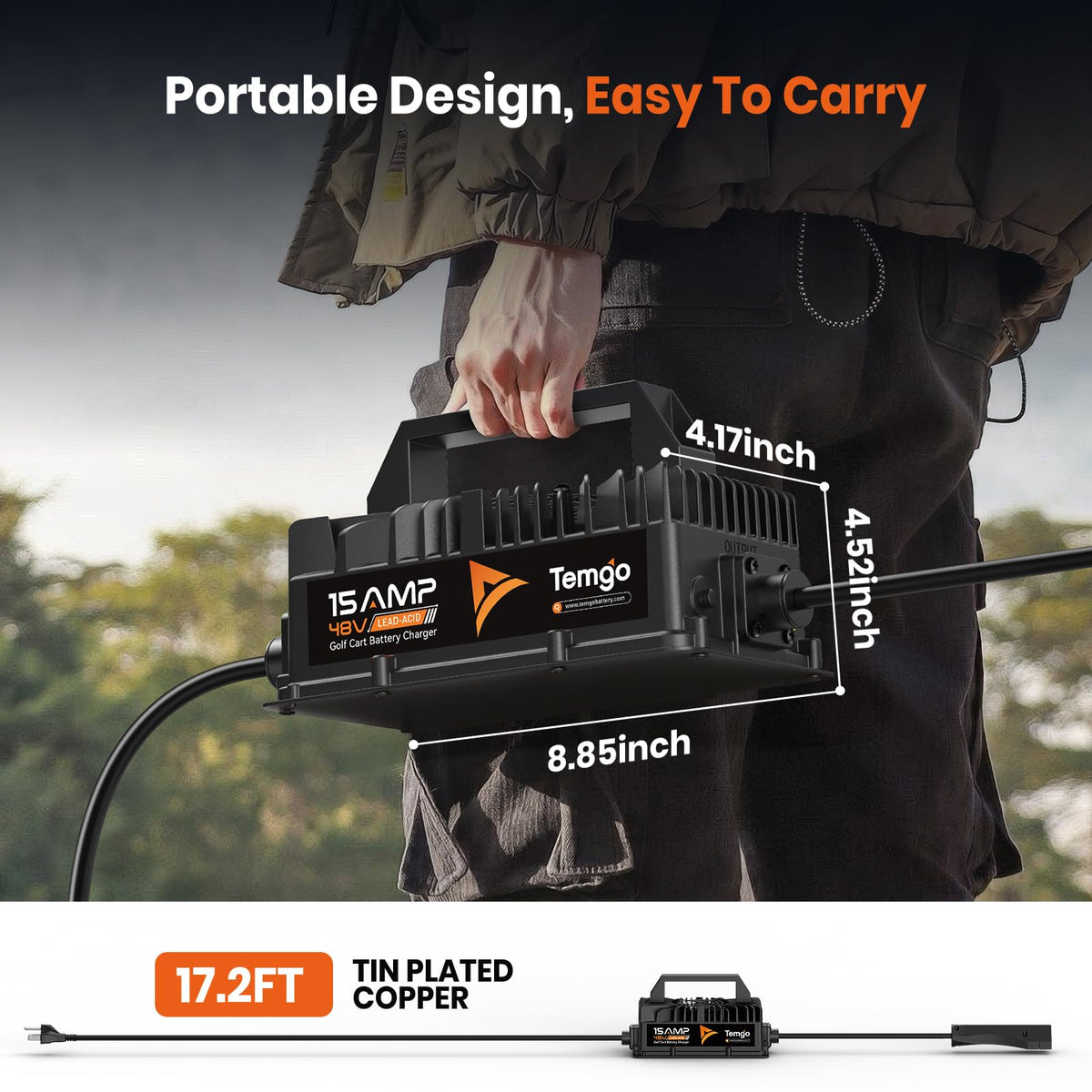 TEMGO five-stage intelligent trickle charging helps extend battery life.