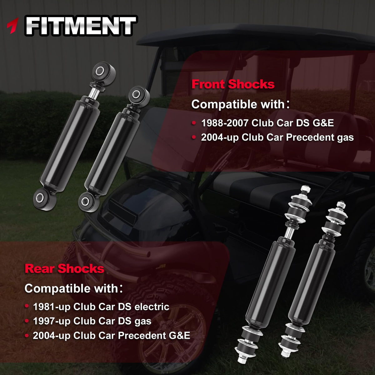 TEMSONE rear shock absorber assembly softens bumps for smoother golf cart performance