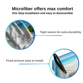 Terlanreey microfiber seat cover installed over two-seat cart with armrests