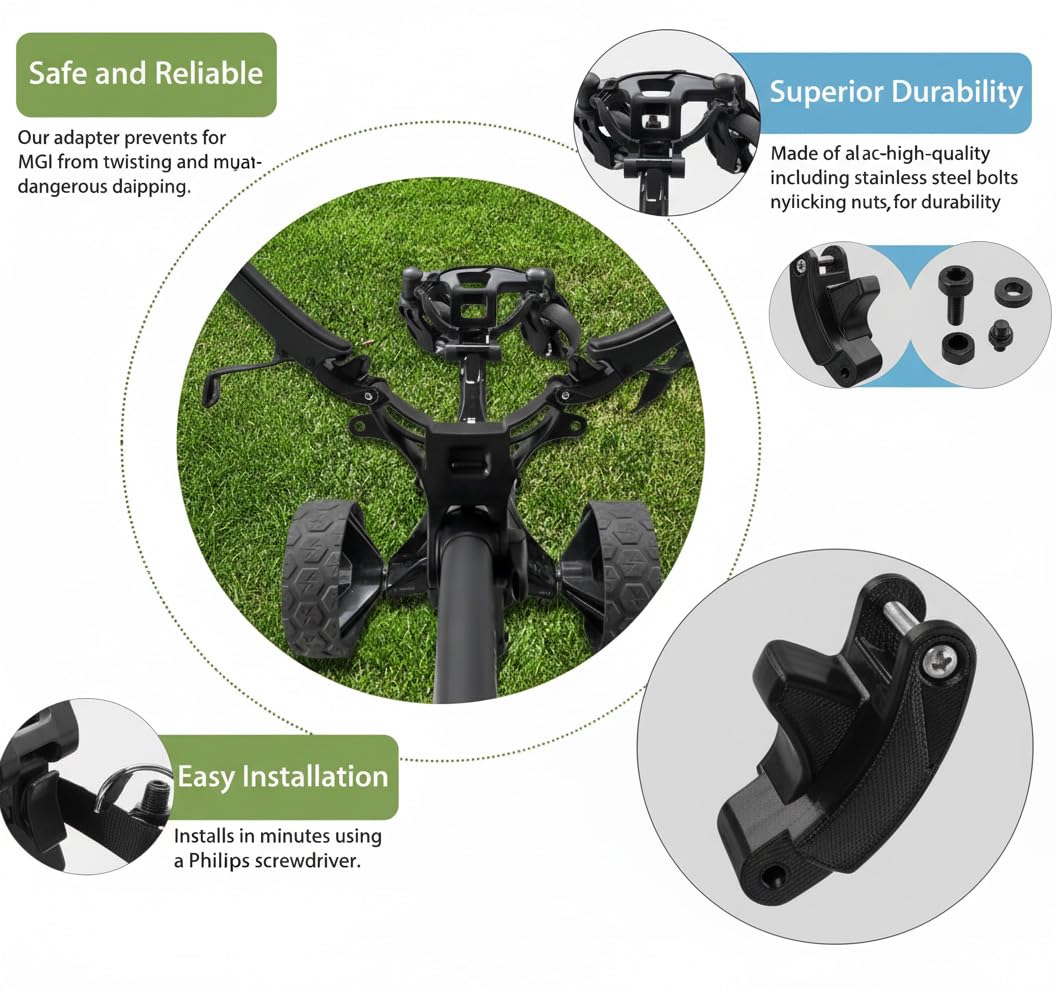 TerraEdge Stabilizer Kit on a golf cart provides rock-solid bag stability.