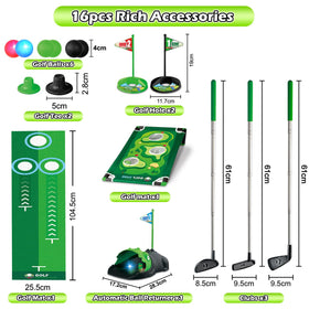 TERRAMUS 17-piece set with clubs, balls, tees, targets, and more.