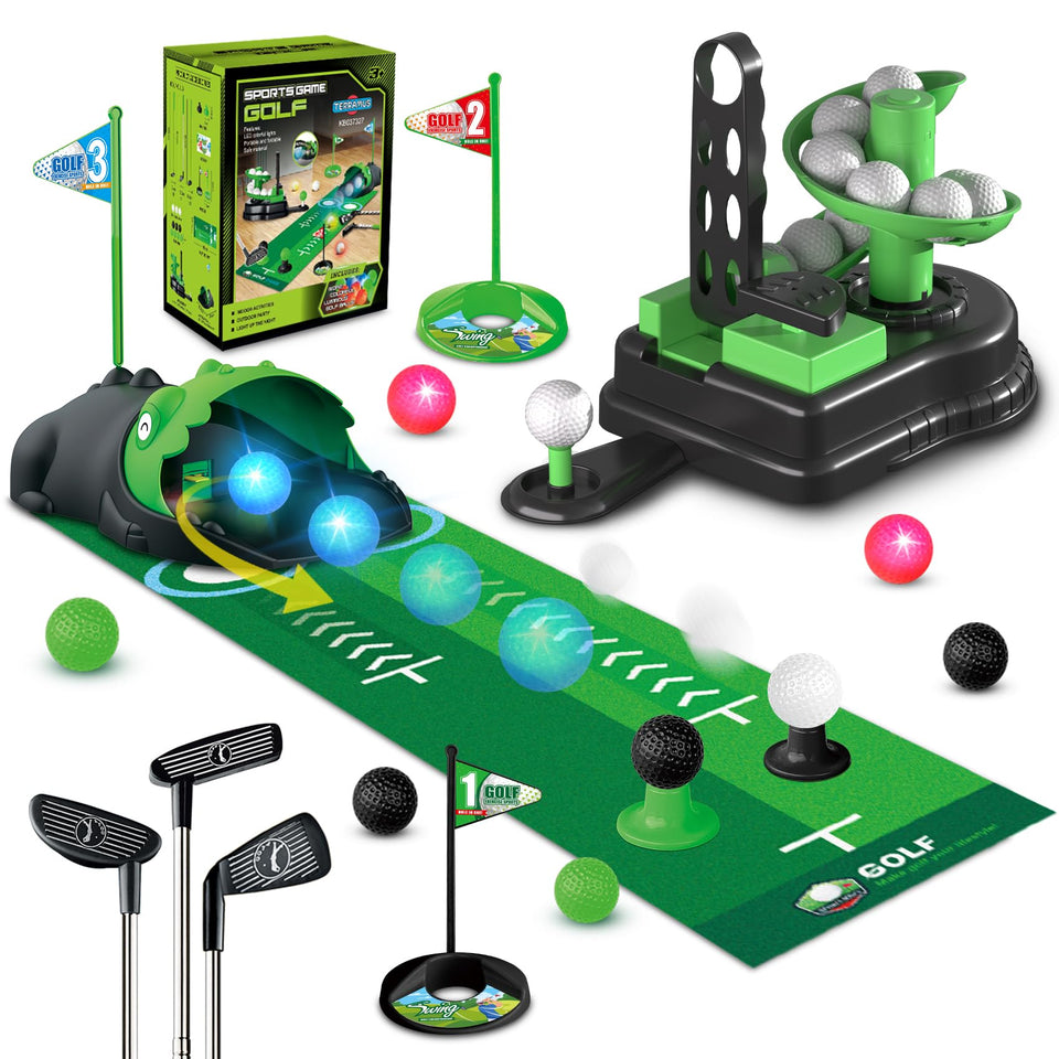 Terramus Dino automatic ball returner shown in action for endless indoor-outdoor practice.