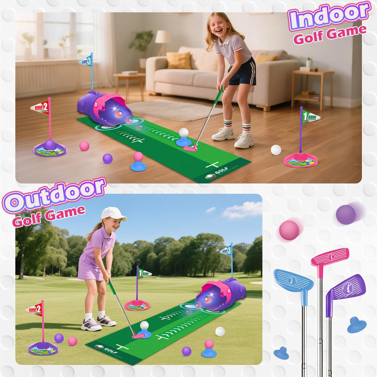 Terramus dinosaur mouth auto ball returner enables repeated putting practice.