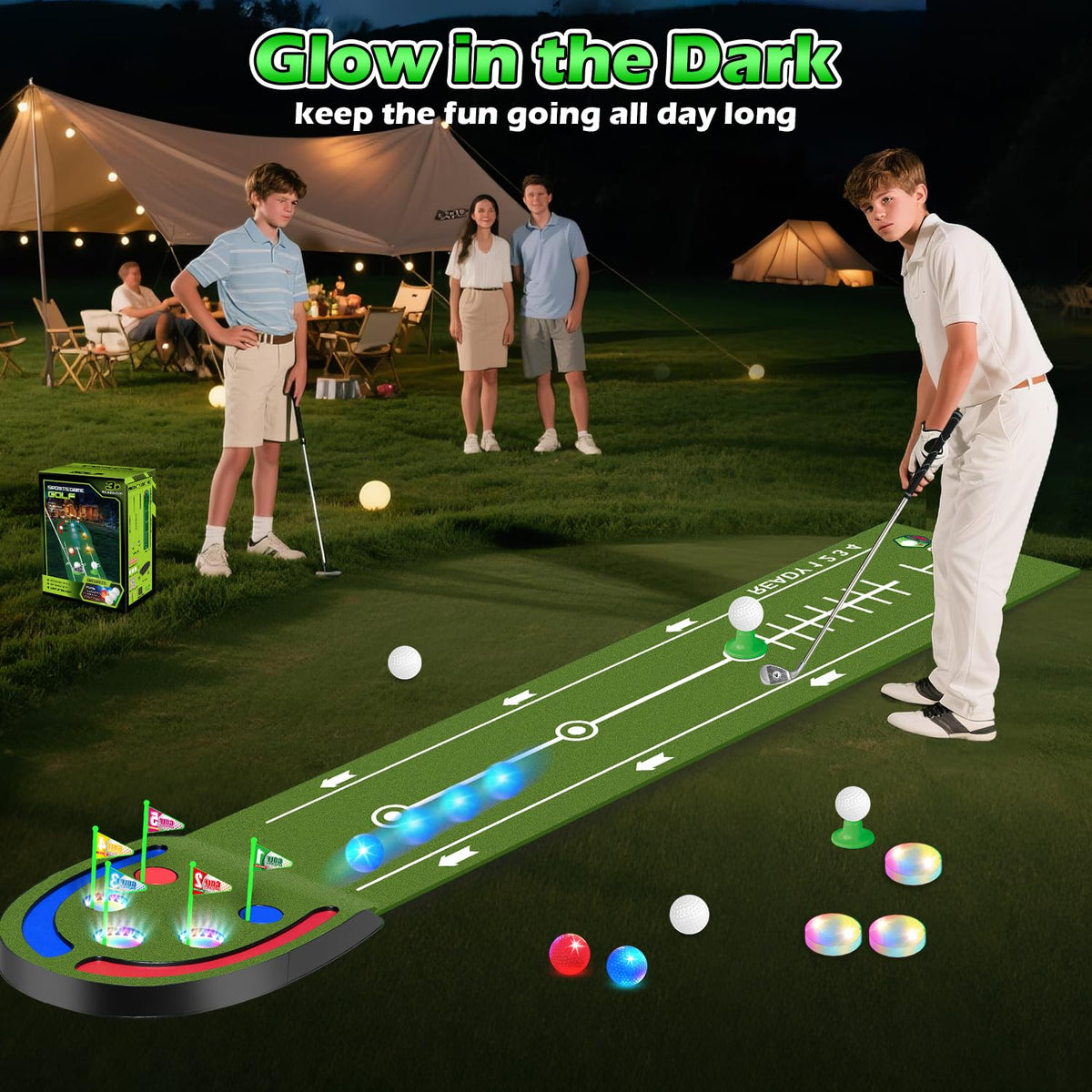 TERRAMUS extra-long 8-foot putting mat supports varied distances