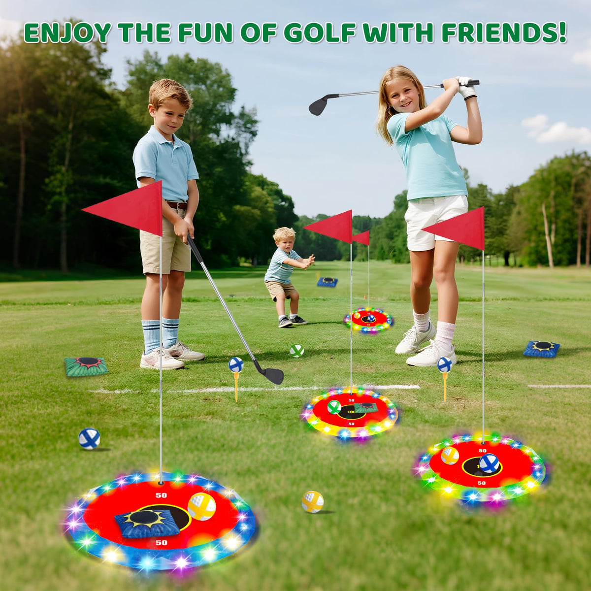 TERRAMUS Glow tees (2) keep targets steady on grass or sand.