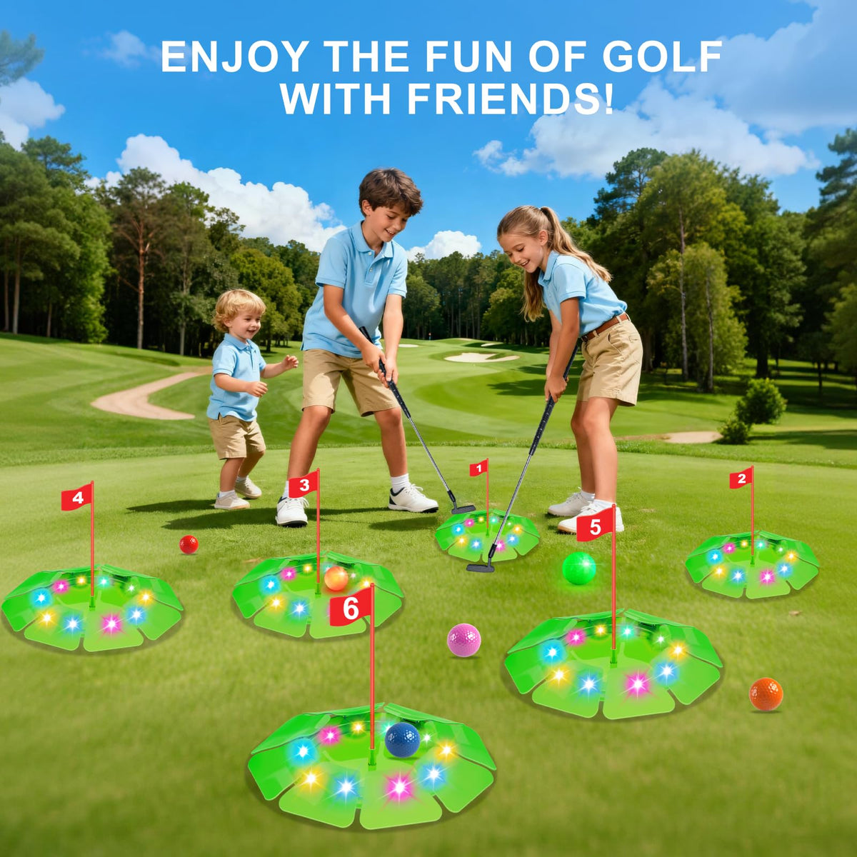 TERRAMUS indoor-outdoor night golf setup ready for quick play