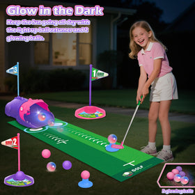Terramus LED night golf balls glowing on impact for easy nighttime play.
