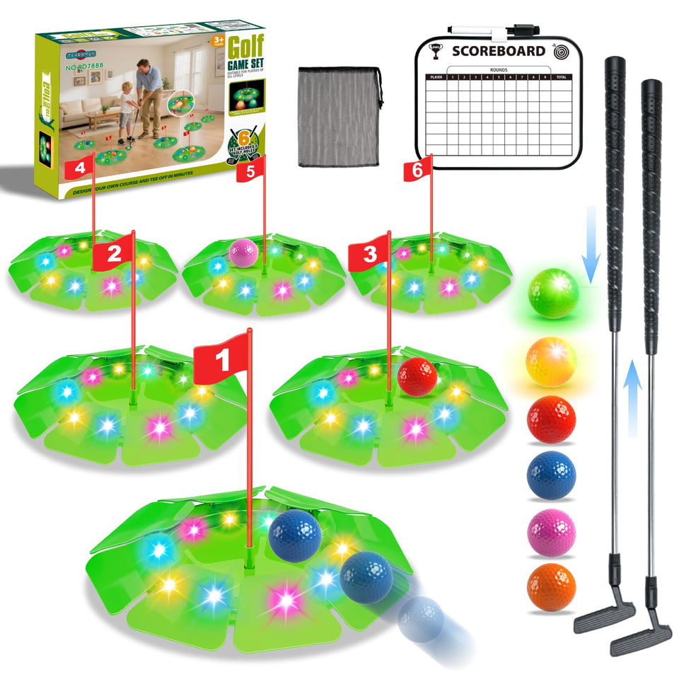 TERRAMUS light-up golf play set with glow targets for nighttime practice