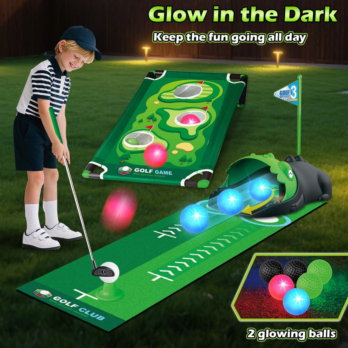 TERRAMUS upgraded adjustable-length toddler golf clubs for growing players.