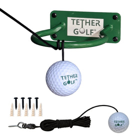 Tether Golf mini indoor-outdoor setup showing quick, easy setup for any space