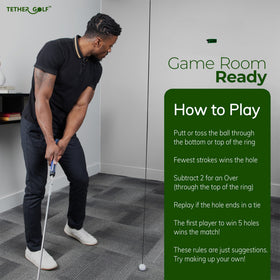 Tether Golf versatile play area on patio or game room surface