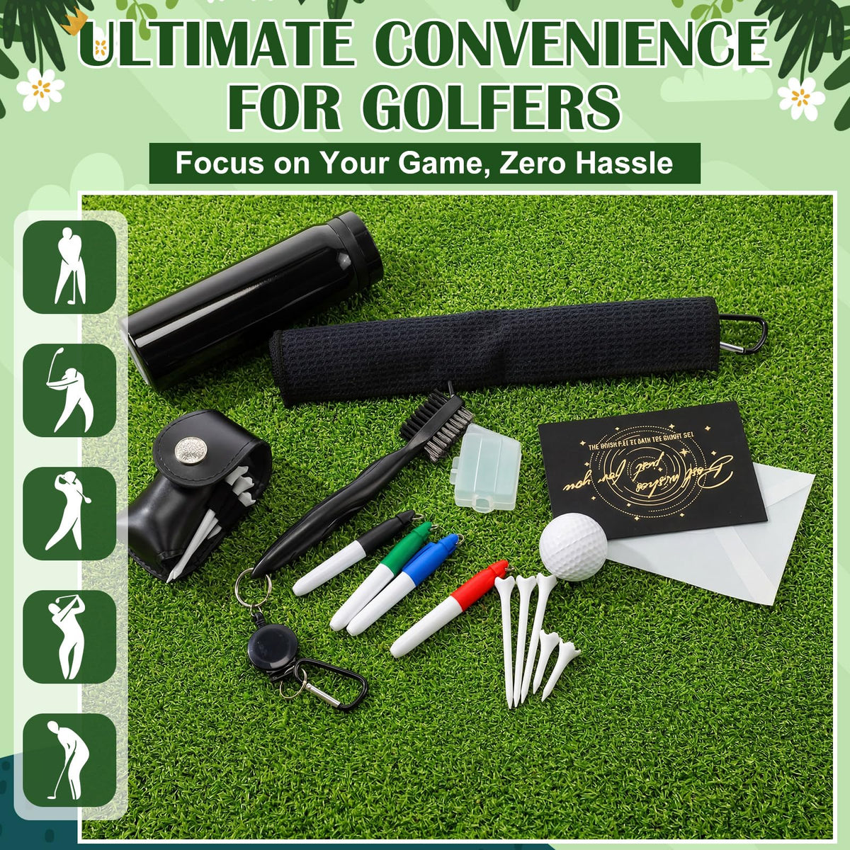 Teyva Daily black golf towel keeps clubs dry and clean