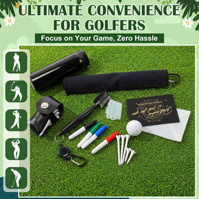 Teyva Daily black golf towel keeps clubs dry and clean
