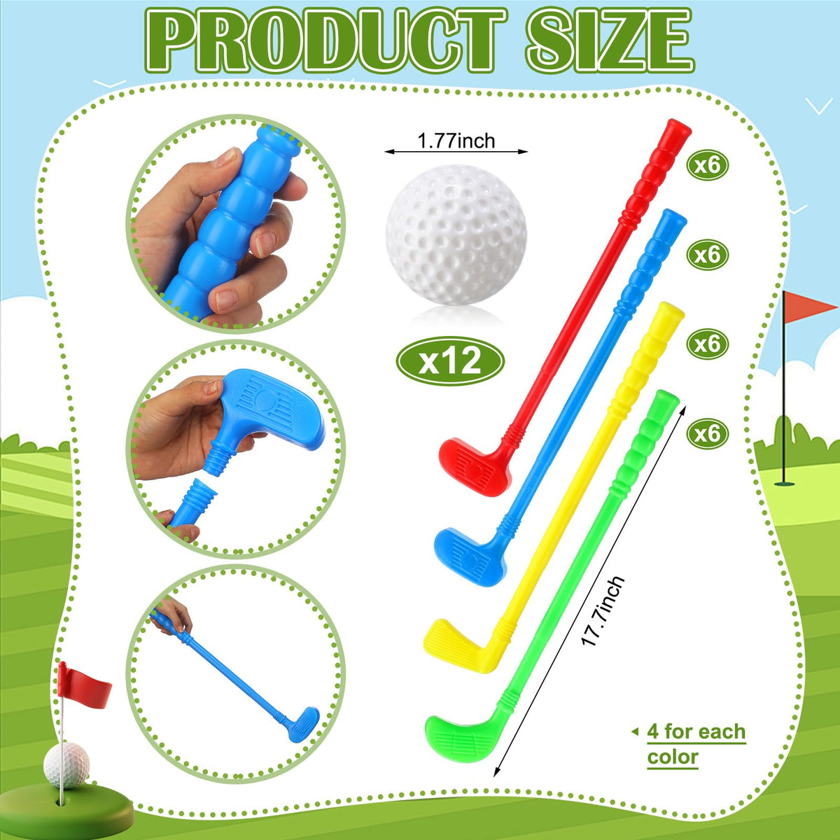 Teyva Daily 24pcs mini golf clubs green color-focused equipment for coordinated movement