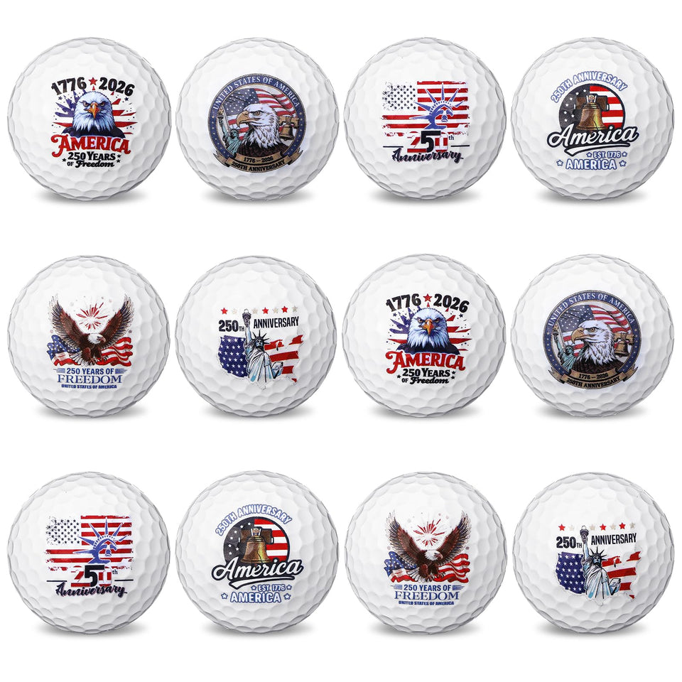 Teyva Daily 250th anniversary patriotic flag design golf ball for Independence Day play.