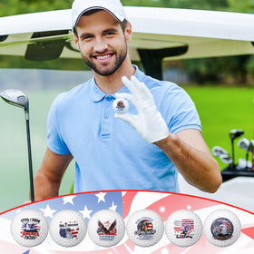 Teyva Daily Red White Blue design golf ball stands out on the course.