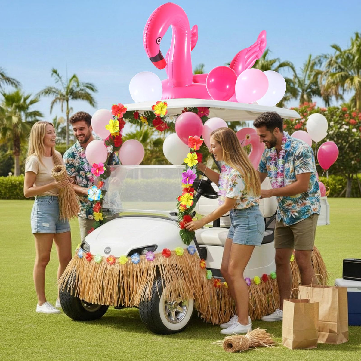 Teyva Daily flamingo honeycomb balloon adds bold tropical accents