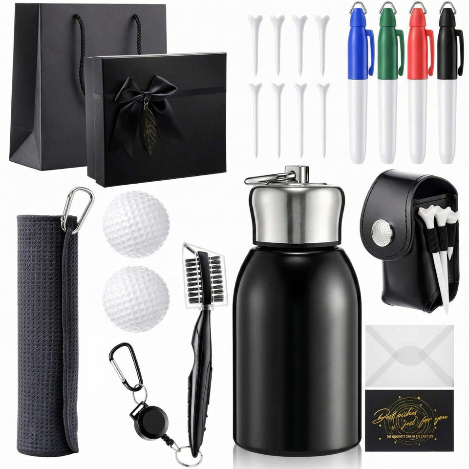 Teyva Daily golf accessory set bag in gift box, ideal for gifting on Father’s Day.