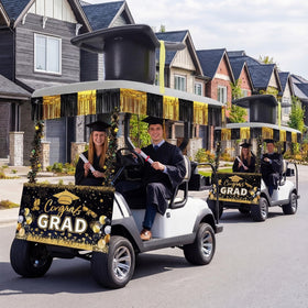 Teyva Daily graduation car decor kit displayed on a golf cart.