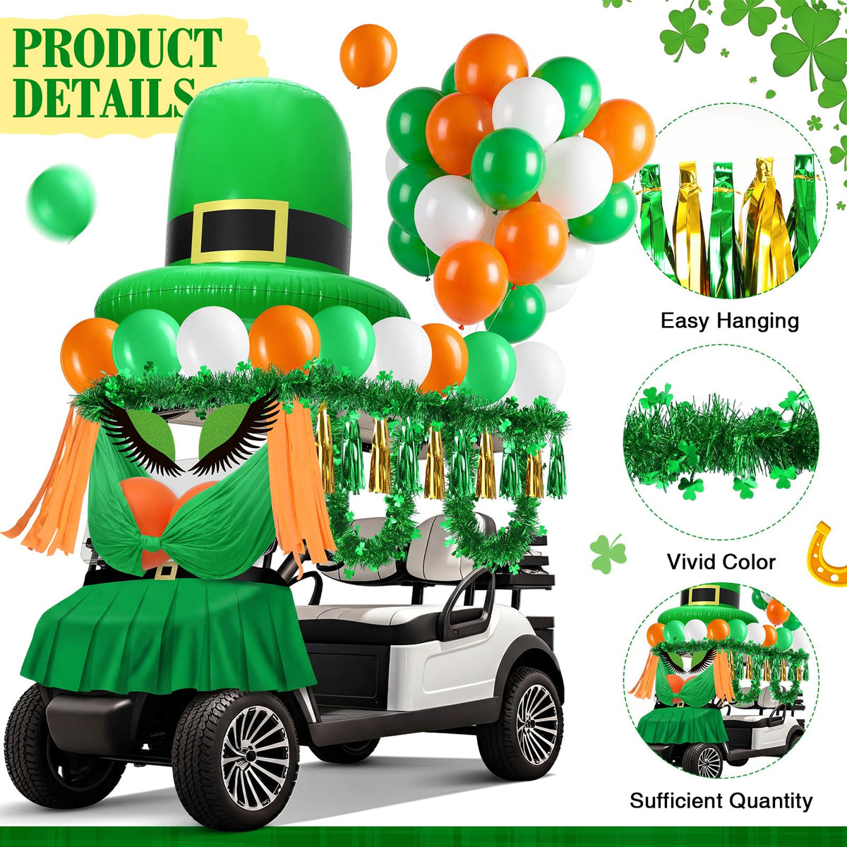 Teyva Daily green dress banner creates a striking St. Patrick's Day backdrop.