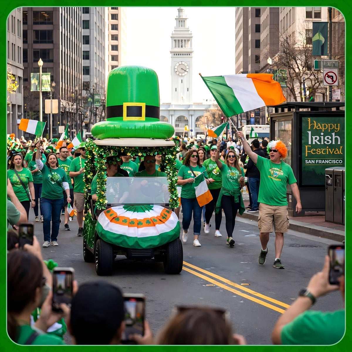 Teyva Daily Shamrock Garland close-up shows durable PVC material and vibrant color.