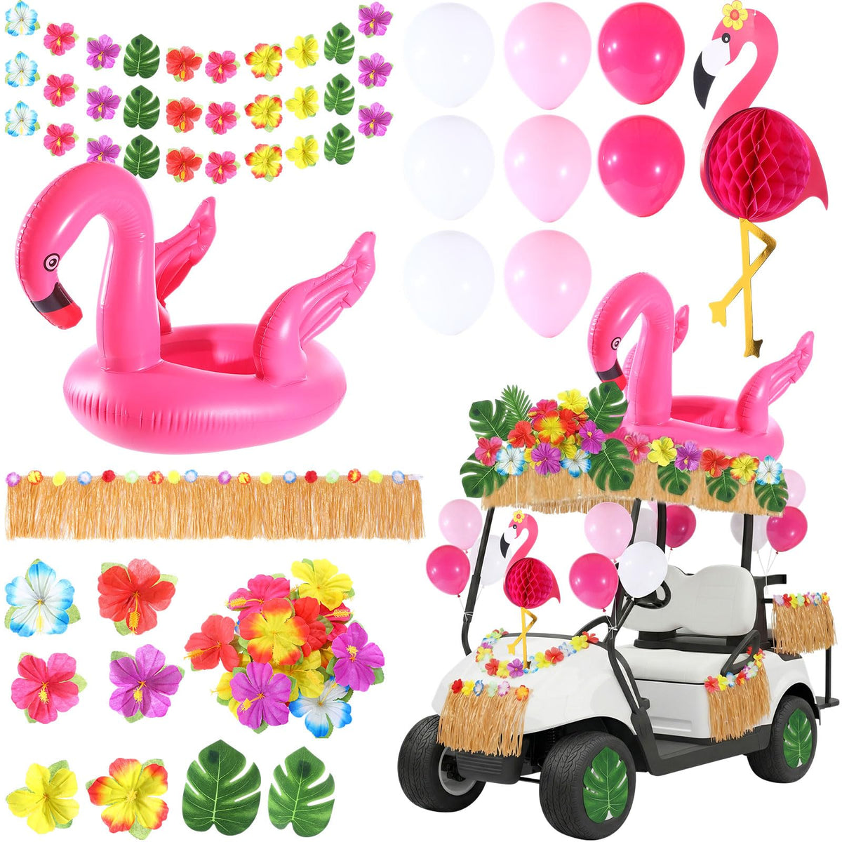 Teyva Daily straw tassel banner decor for festive golf cart parades