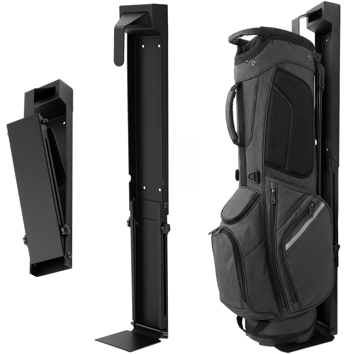 Teyva Daily wall-mount golf bag storage stand extended to fit larger bags