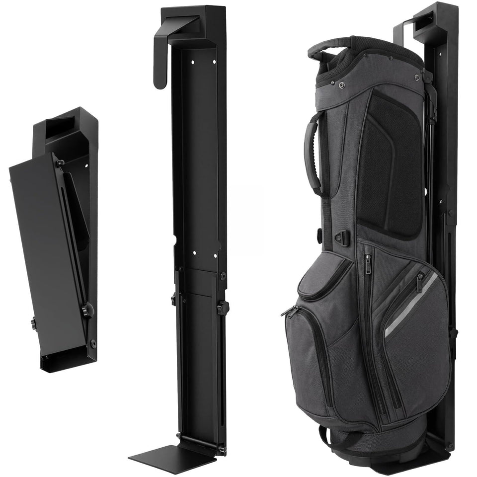 Teyva Daily wall-mount golf bag storage stand extended to fit larger bags