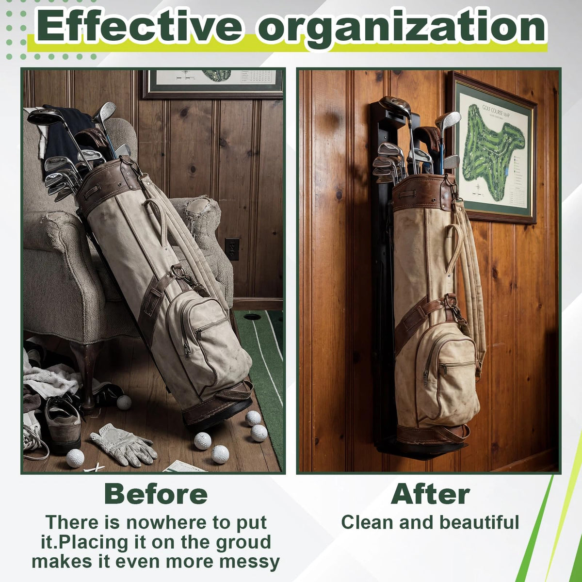 Solid steel construction supports heavy golf bags securely