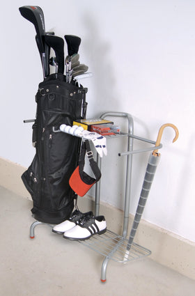 The Art of Storage Jackson Golf Storage Rack in-use demonstrates organized gear.
