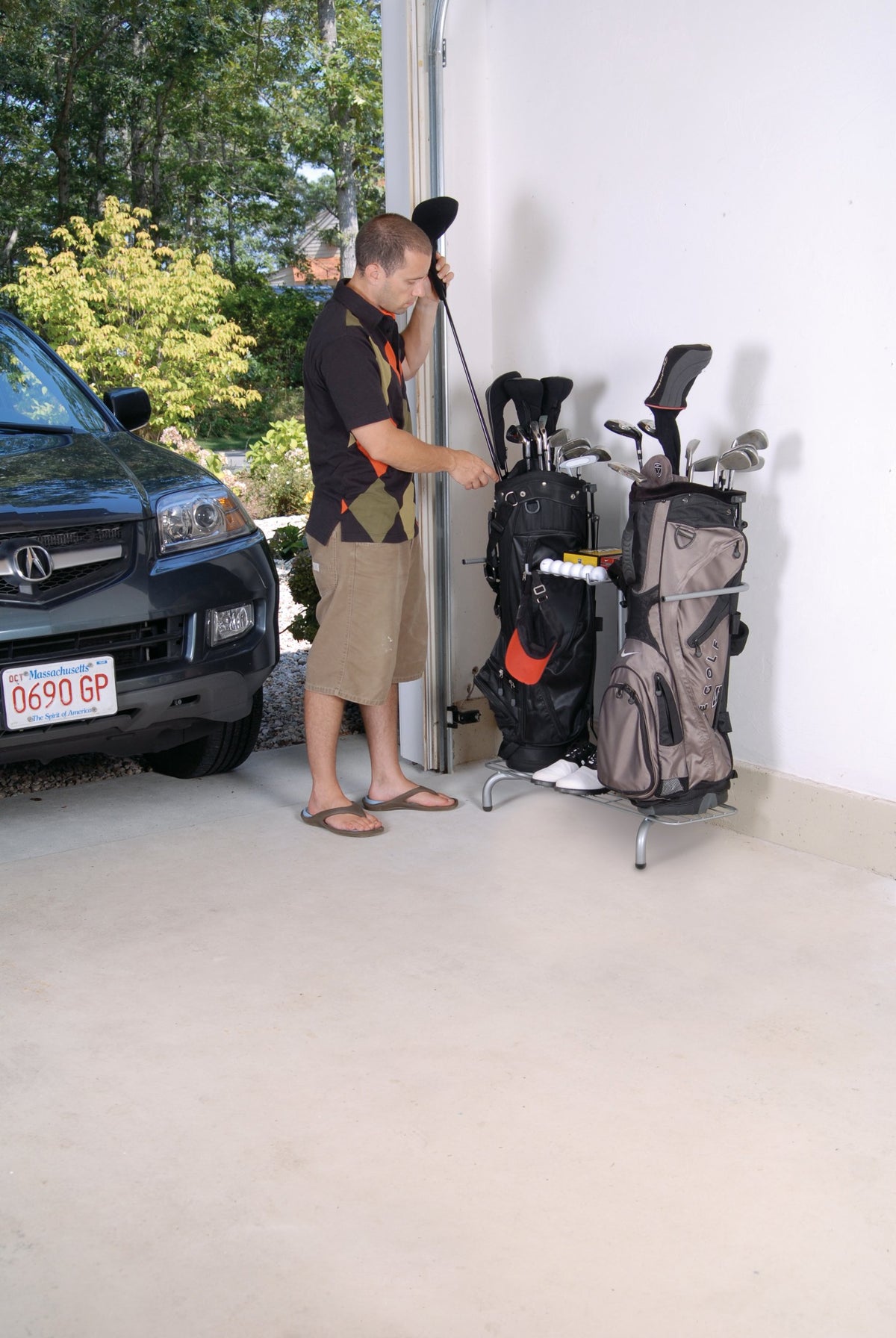 The Art of Storage Jackson Golf Storage Rack side view showcasing wall-lean design.