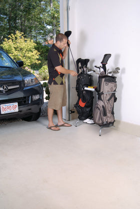The Art of Storage Jackson Golf Storage Rack side view showcasing wall-lean design.