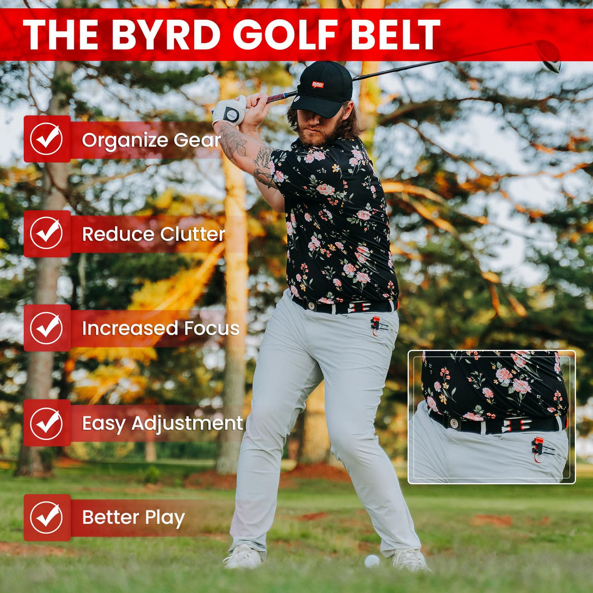 The Byrd Belt reversible design for golf and everyday wear.