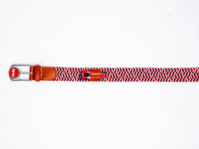 The Byrd Braided Belt in red-white-blue color for stylish play