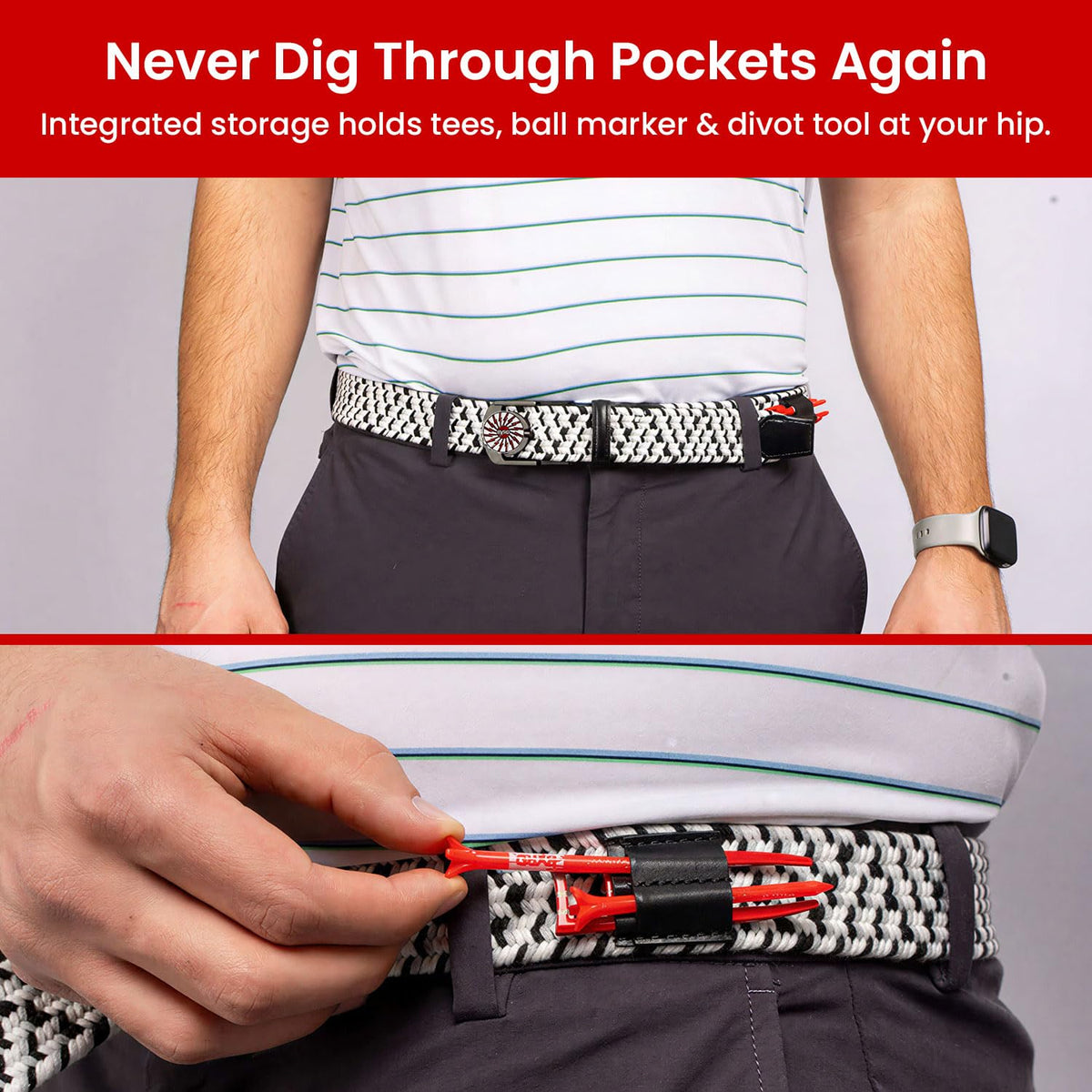 Adjustable The Byrd braided belt stays secure on any waist.