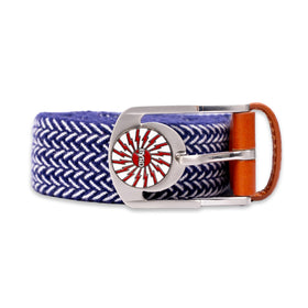 The Byrd braided golf belt front view with tee slots for quick access.